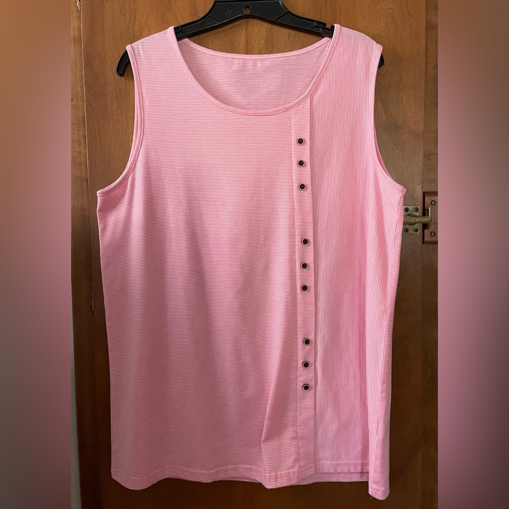 Pink Sleeveless Top with Button Detail